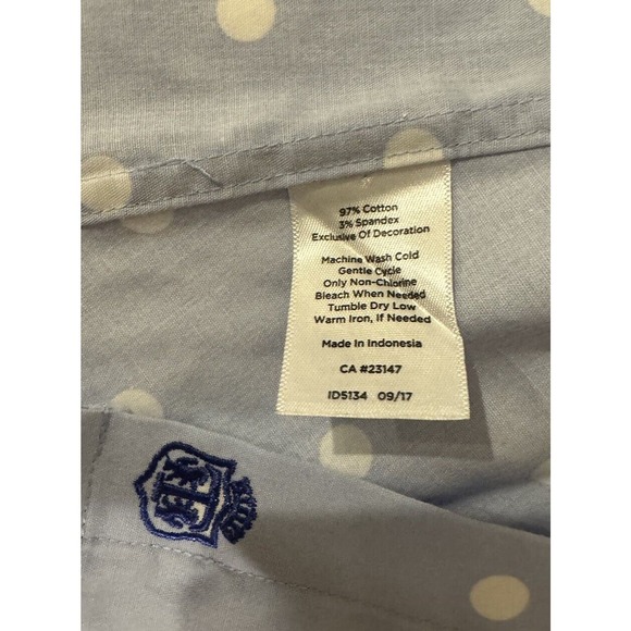 Talbots Button Down Shirt Wrinkle Free Polka Dots Womens Petite 4 Light Blue - Picture 7 of 8